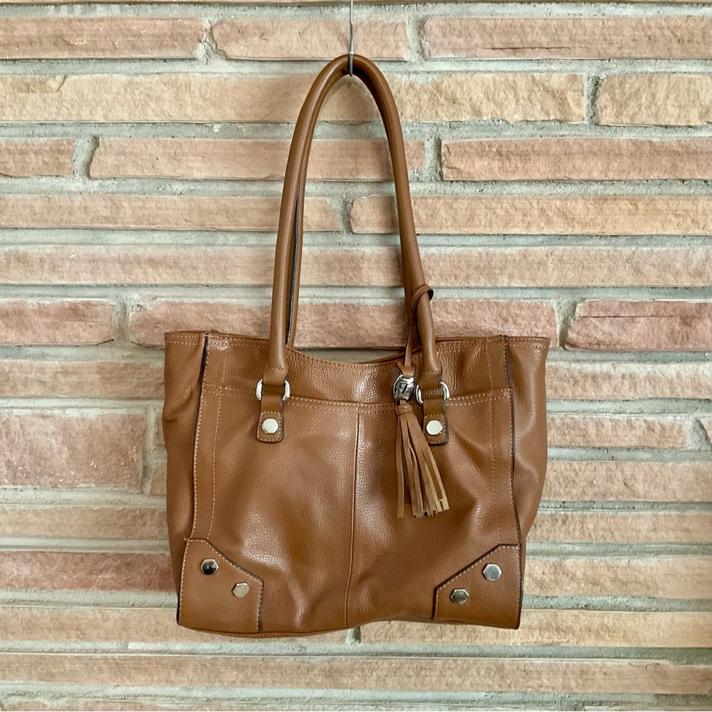 Tignanello Rock City Tote Cognac Brown Leather Handbag